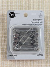 Dritz Sew Basting Pins 2 Inch 50 mm 30 pc in box, Size 3, Nickel-Plated Steel
