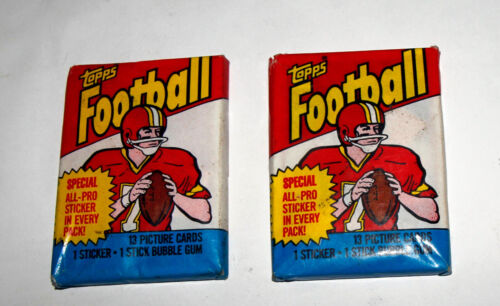 2 x packs de cire scellée Topps Football 1983 non ouverts - Photo 1/2