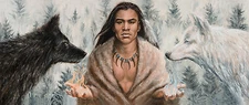 Wolf Painting Native American Indian artwork Stretched Canvas Giclee Print