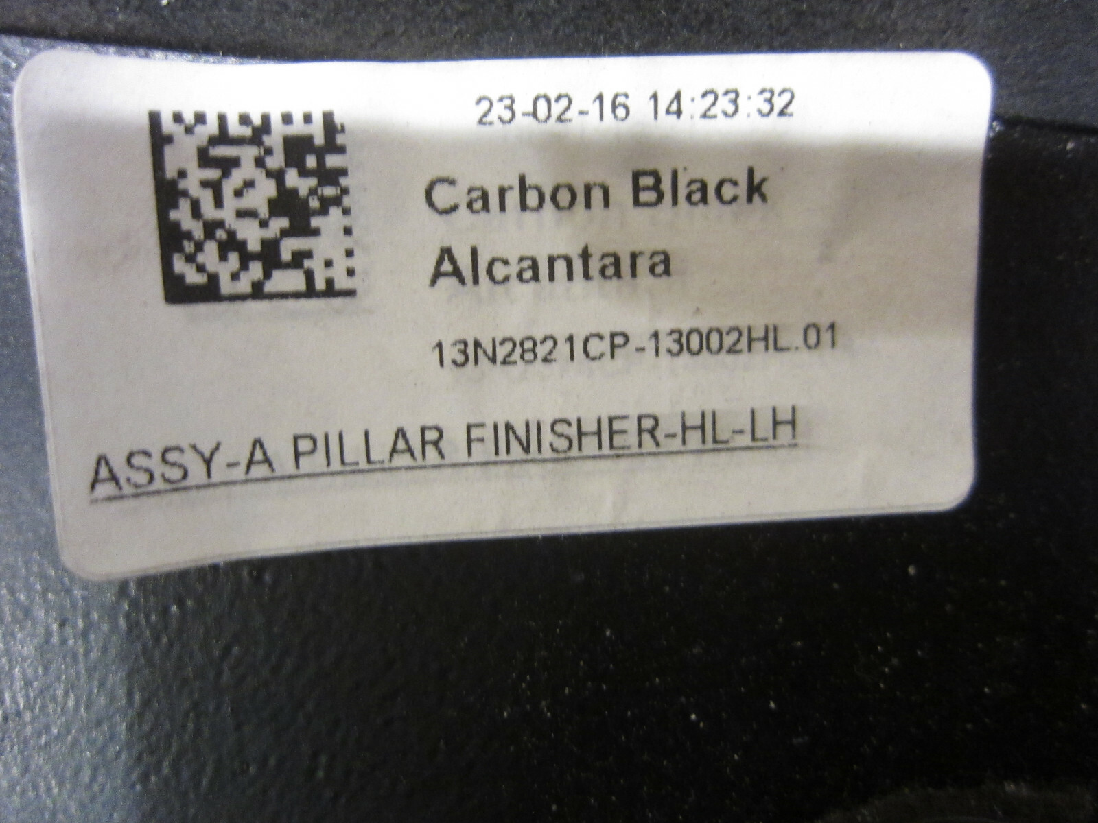 McLaren 570S - LH A-Pillar Trim. Carbon Black Alcantara  P/N 13N2821CP