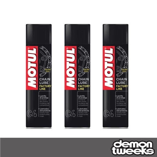 3 x Motul C4 Factory Line Motorcycle Chain Lube, 400ml - Water & Rust Resistant