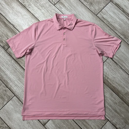 Peter Millar Polo Shirt Men’s Size XL Pink Striped Summer Comfort Stretch EUC