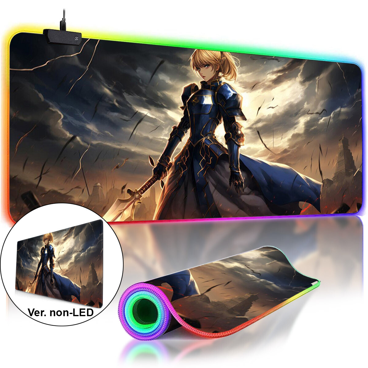 Fate/Grand Order LED Mousepad Artoria Pendragon Large Anime Girl