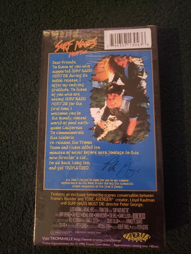Surf Nazis Must Die (Directors CUT) - VHS - TROMA (1996) - BRAND NEW / Sealed. - Picture 2 of 5