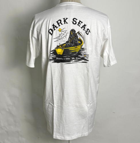 Dark Seas Men's Pocket T-Shirt Me Time White Size L NWT Death Fishing