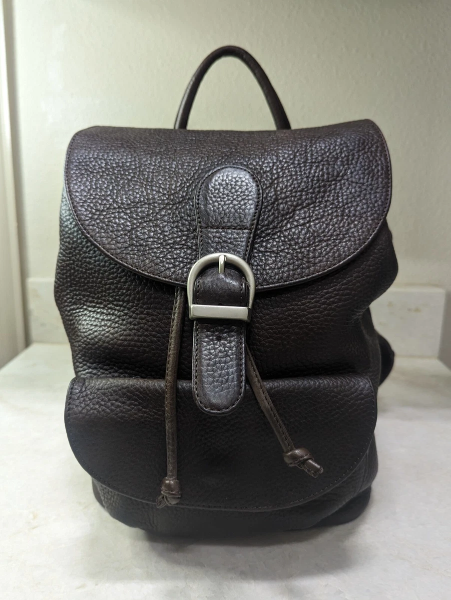 Eddie Bauer Brown Pebbled Leather Backpack Shoulder Rucksack