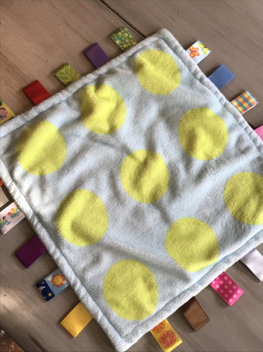 Original Taggies Baby Blue Line Green Polk A Dot Sensory Tags