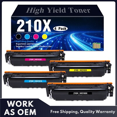 4-Pack 210X High Yield Toner (with Chip) for HP 210X LaserJet Color Pro 4201dw