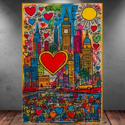 LEINWAND BILD ER XXL ABSTRAKT LONDON SKYLINE POP ART GRAFFITI WAND POSTER P198