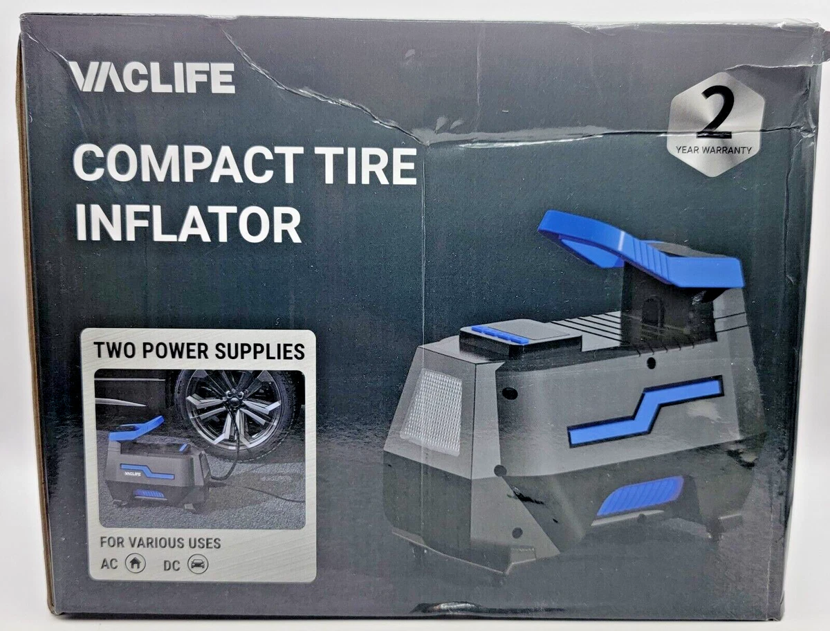 VacLife AC/DC 2-in-1 Tire Inflator - Portable Air Compressor, Air Pump