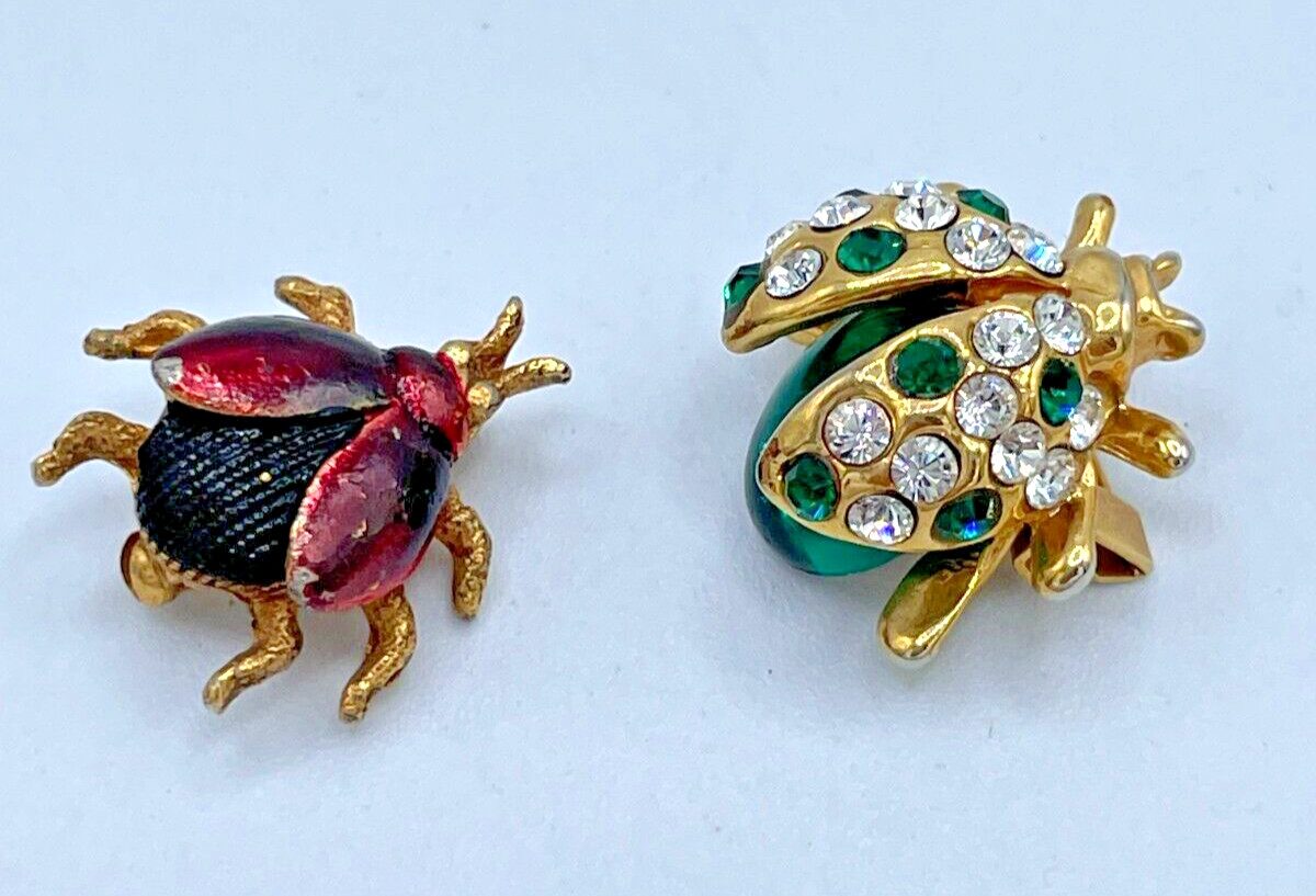 VTG Unsigned Tiny beetle Lady bug insect pins bro… - image 1