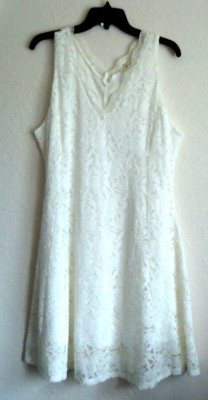 Stretch Lovet Women'e Lice White Dress Lined Size-1X