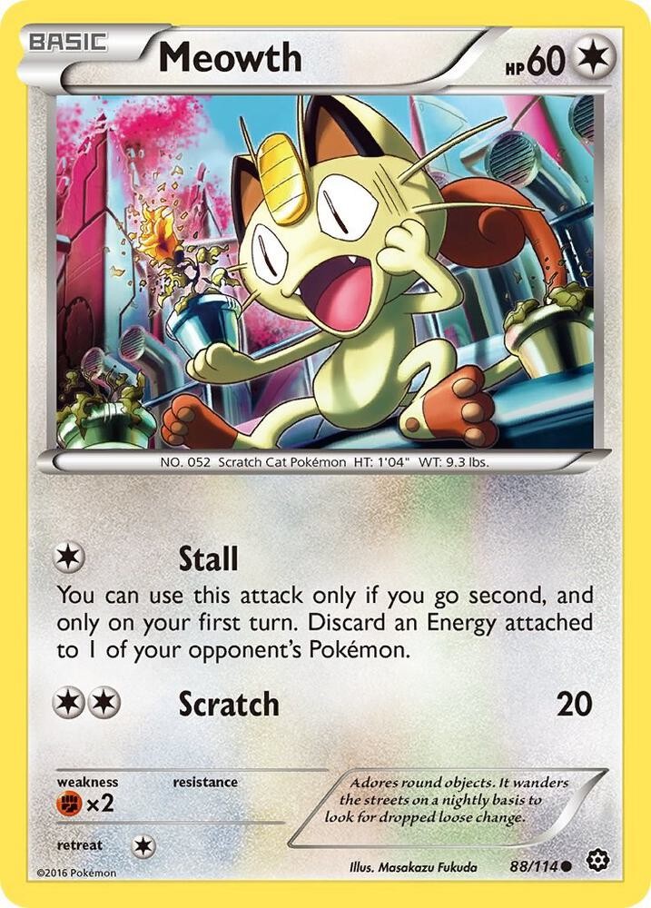 Meowth Reverse Holo Common XY - Steam Siege 88/114 NM