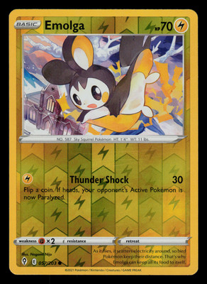 NM/EXC - Pokemon Emolga 057/203 Evolving Skies Reverse Holo Common