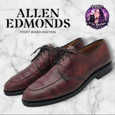 Allen Edmonds Derby Men 9.5 Burgundy Leather Split Toe Made in USA Dress Shoes