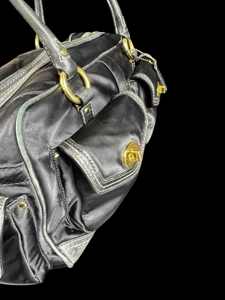 Cartera de Entrenador COACH Gallery Legacy 4453 De Colección Negra/Dorada + Etiqueta Colgante/Llavero Y2K Foto 3 de 4