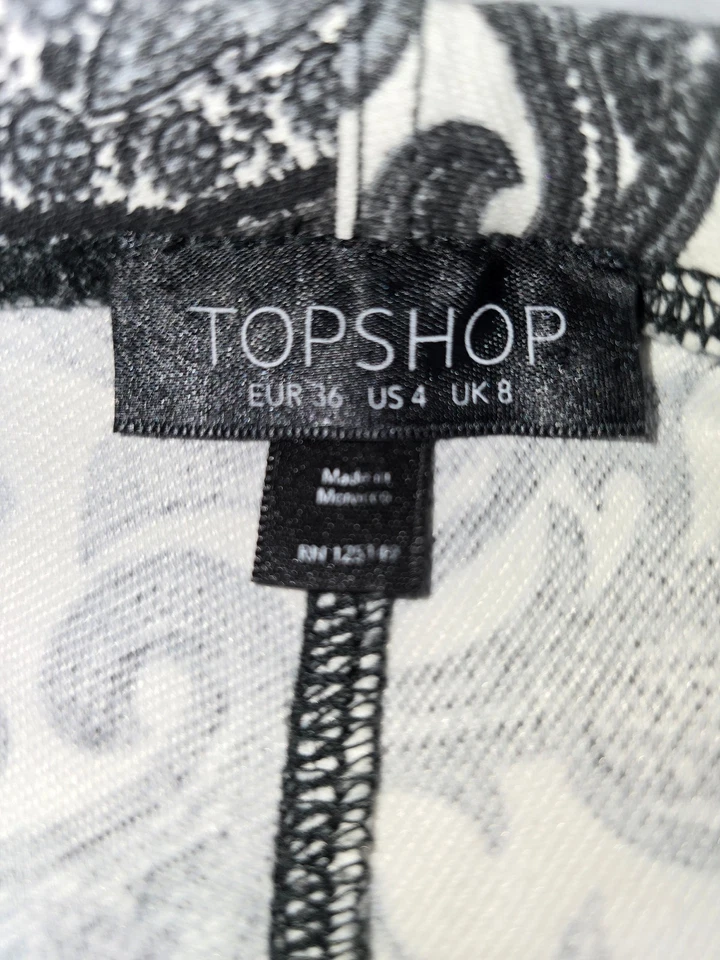 Topshop~Mujeres US 4 UK 8~Negro y Blanco Paisley Mezcla de Algodón Leggings Elásticos~LN! Foto 4 de 4