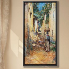 Urban Nature Oil Painting Canvas Print Vintage Wall Decor Cityscape Artwork