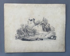 Bau, alte Zeichnung, Bleibergwerk, 19.Jh.