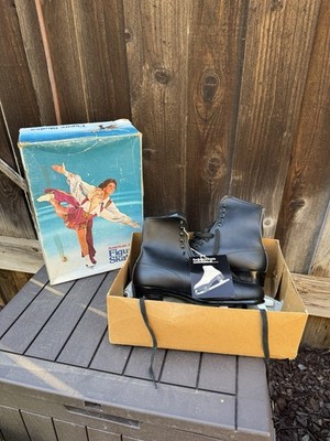 Vintage American Aces Figure Skates Men Sz 8 Black Style New I m box With Tag