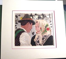 CARL MOSER - "CONTADINI SARNESI" - XILOGRAFIA ORIGINALE A COLORI 1931 - MOLTO RARA!!!