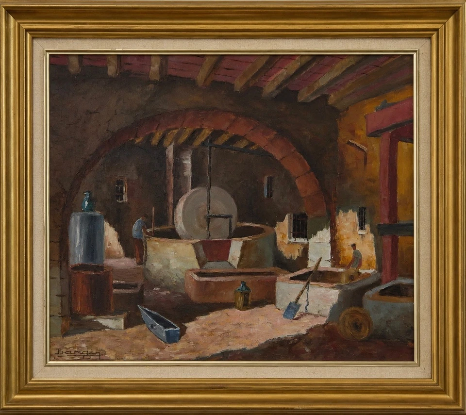 Les Vieux Moulin tableau peint par Henri Édouard Bargin, huile sur toile - Photo 1/4