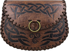 Viking Embossed Faux Leather Belt Bag, Medieval Side Pack Pouch