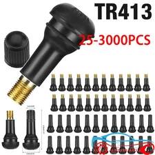 25-100pcs Tire VALVE STEMS TR 413 Snap-In Car Short Rubber Tubeless Black