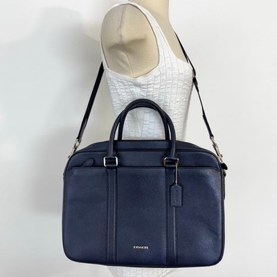 b*l様 COACH F59057 メトロポリタン ブリーフケース ネイビー メ Coach Perry Slim Structured Briefcase Laptop Bag Blue Crossgrain