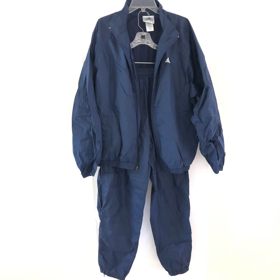 Vintage Adidas Men's Track Jacket Pants Set Size L Large Navy Blue Active Sports - Image 2 of 4