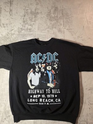AC/DC Highway To Hell Sweatshirt Men s M L Black Graphic Crewneck Band Rock