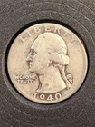 1940 No Mint Mark Washington Quarter, 90% Silver, Good Condition, SCARCE