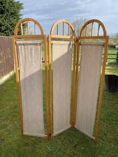3-panel wooden room divider screen with fabric panels 150x190