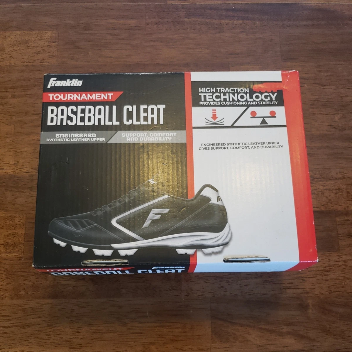 Crampons Baseball Franklin Sports Tournament - Taille 13, Noir, Neufs Pour Jeune