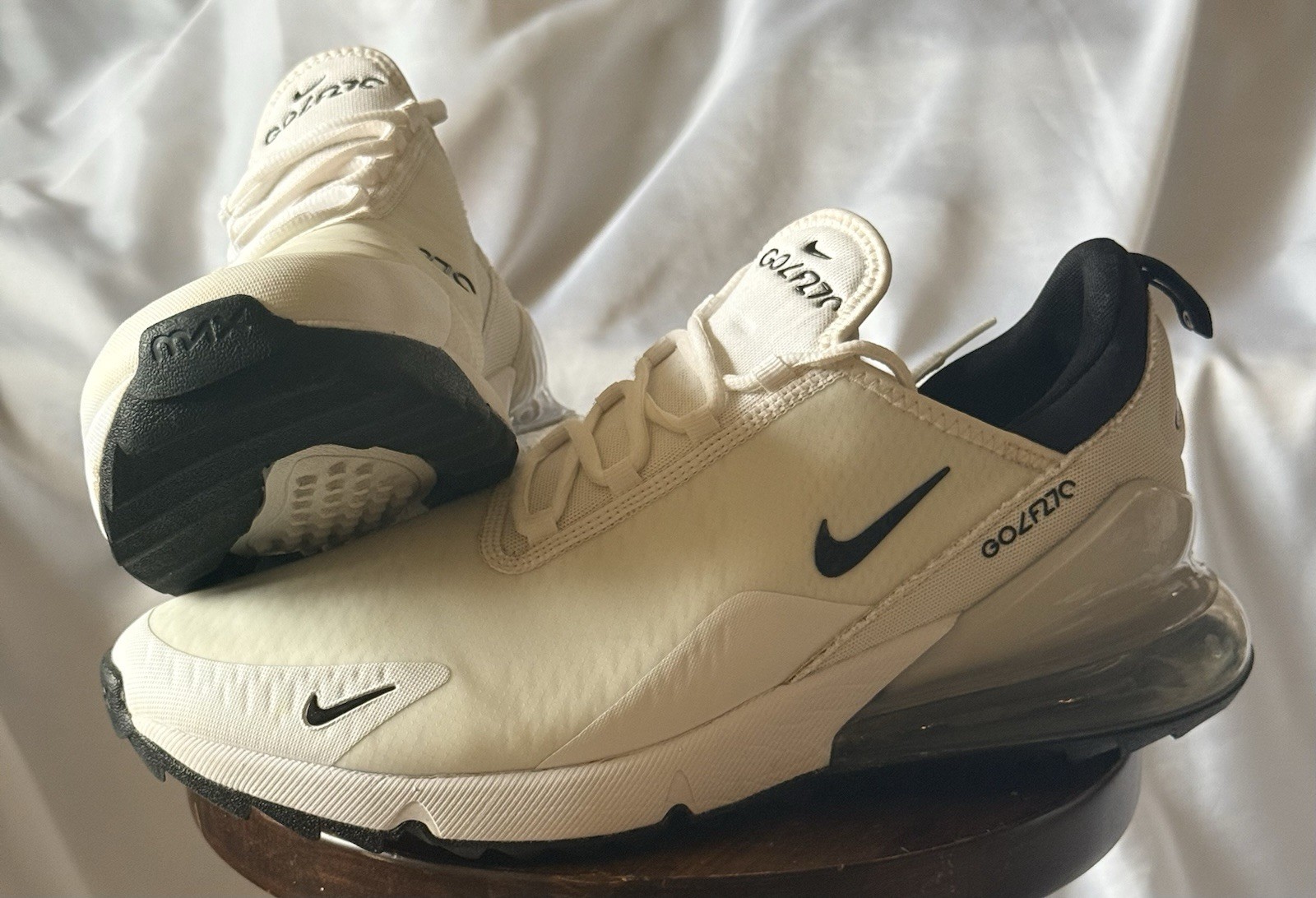 Men's Golf Shoes White/black Sneaker Synthetic Mesh