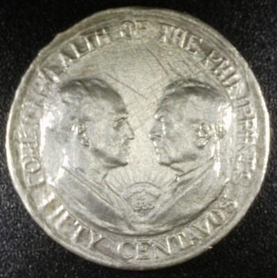 1936 M Philippines 50 Centavos. Struck in Grease? see description (J0335)
