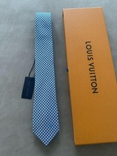 Louis Vuitton Micro Damier Silk Tie Blue Whit...