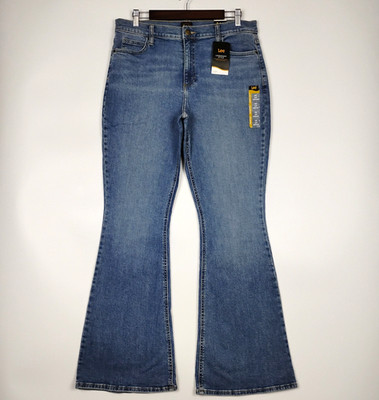 Lee Jeans Womens 14M Blue Flare Elevated Retro High Rise Stretch Denim Smart Fit