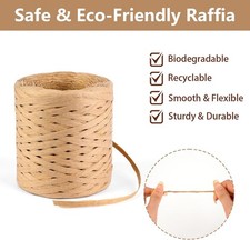 Raffia Ribbon, 2 Rolls 436 Yards Raffia Yarn, Natural Raffia Paper Twine String