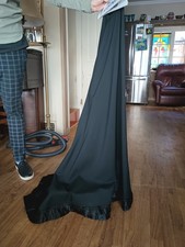 VICTORIAN 19TH C BLACK BUSTLE SKIRT W VELVET  SILK RUCHED RUFFLE BOTTOM