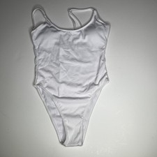White Ribbed One Piece Swimsuit New M