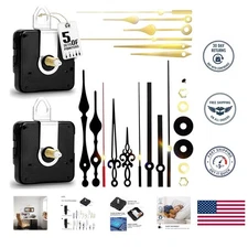 Silent Clock Mechanism Kit with 2 Movements & 5 Pairs of Hands - Easy Install