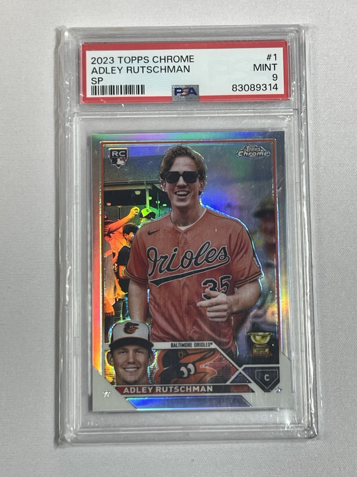 Adley Rutschman 2023 Topps Chrome #1 SP Variation Orioles RC PSA 9 Mint