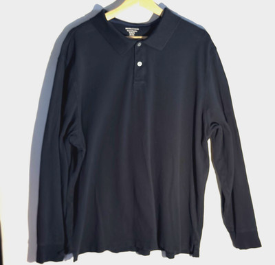 Amazon Essentials Mens XL Black Long Sleeve Polo Shirt Regular Fit Collared