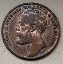 5 Ore 1873 Schweden Oscar II . Bronze . Km#730