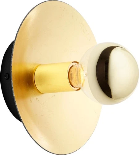 Artemis Noir and Gold Leaf Wall Sconce-Industrial Light - Picture 1 of 2