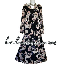 JOANNA HOPE FLORAL PRINT KEYHOLE FORNT WEDDING OCCASION PARTY DRESS SIZE 18