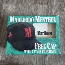 Vintage Marlboro Hat Cap Strap Back Black Red...