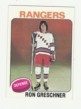 1975-76 TOPPS #146 RON GRESCHNER ROOKIE CARD, RANGERS, NRMT/MT