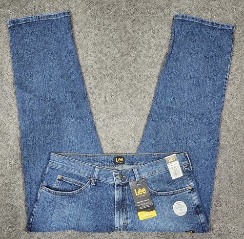 Men's Regular Straight Jeans 38x30 Lee Steadfast Blue Cotton Comfort Stretch - Picture 2 of 11